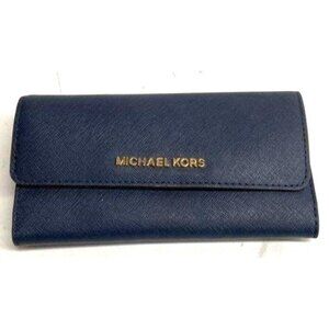 Michael‎ Kors Navy Blue Jest Set Trifold Leather Wallet